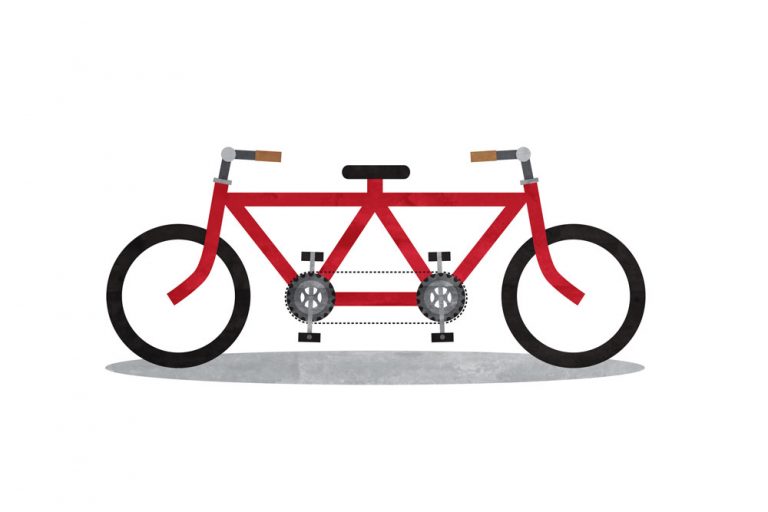 teamwork tandem bicycle illustration