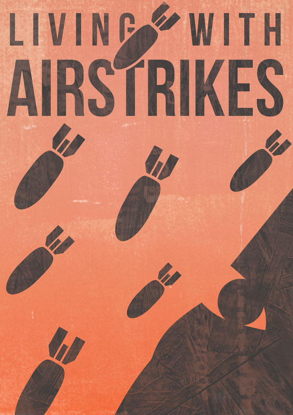 living with airstrikes book cover artwork with title text