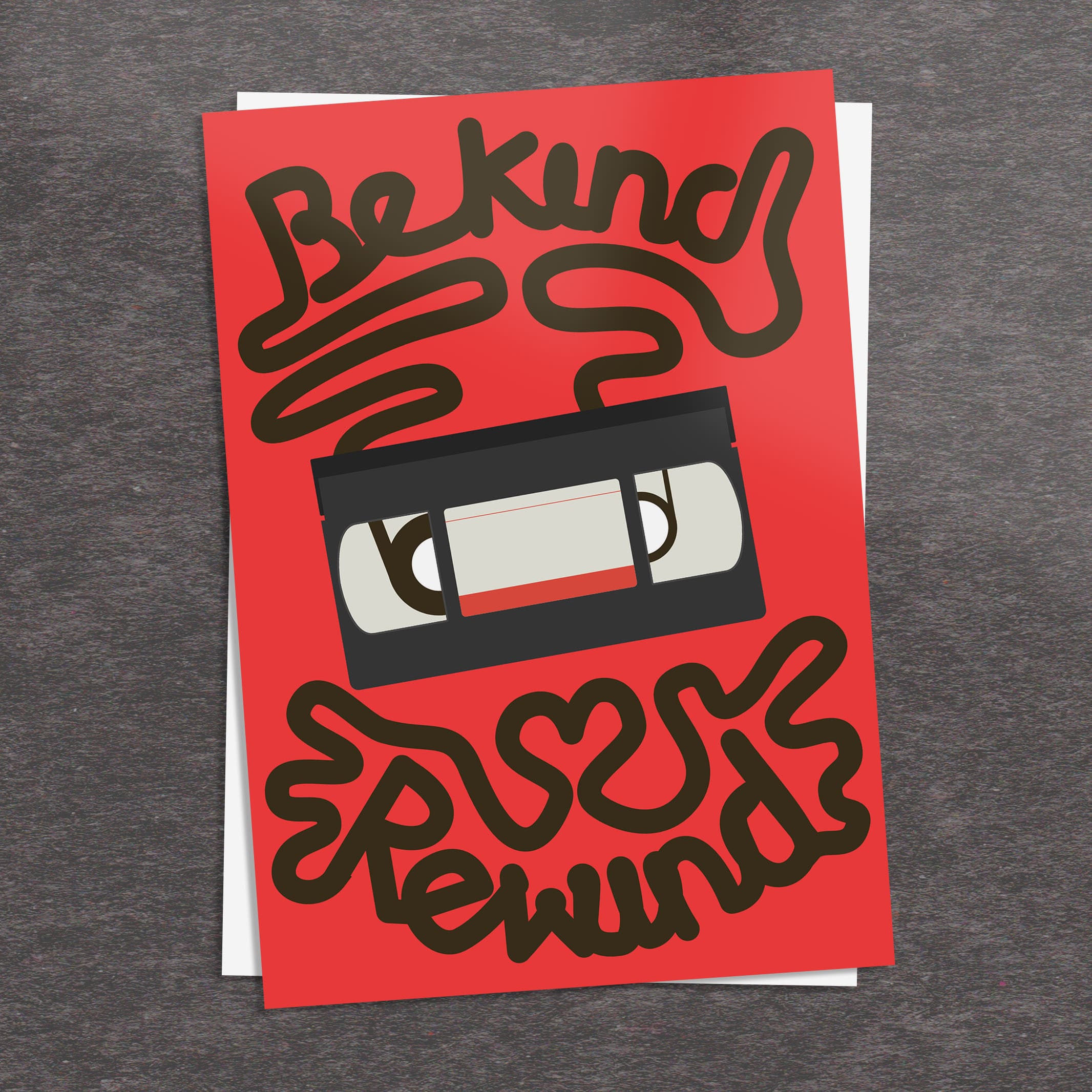 Rewind Lettering Retro Nostalgia Love Heart VHS Video Tape Be Kind Rewind Typographic ...